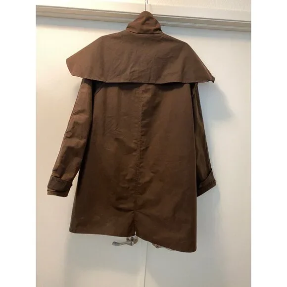 VTG Driza-Bone Riding Coat & Hood Brown Oil Skin Unisex Australia XL - Picture 8 of 16
